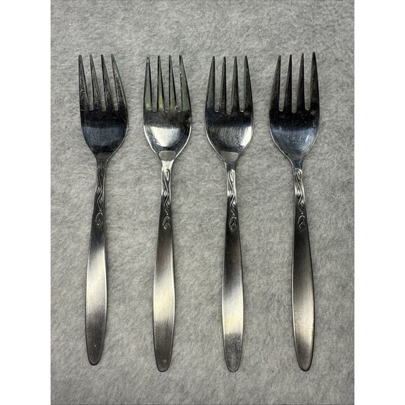 4 Vintage Amefa Holland Tulip Time Salad/Appetizer Forks Stainless Flatware Ret. - Picture 6 of 6